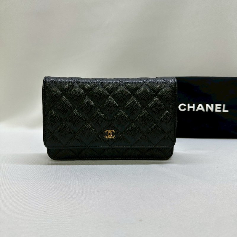 CHANEL WOC 黑金荔枝牛鏈帶包-0