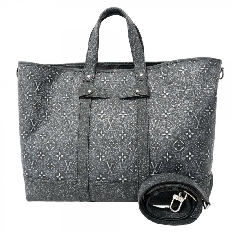 Louis Vuitton 男士 Monogram 牛皮拉桿托特包 M21371 黑色 2 用-0