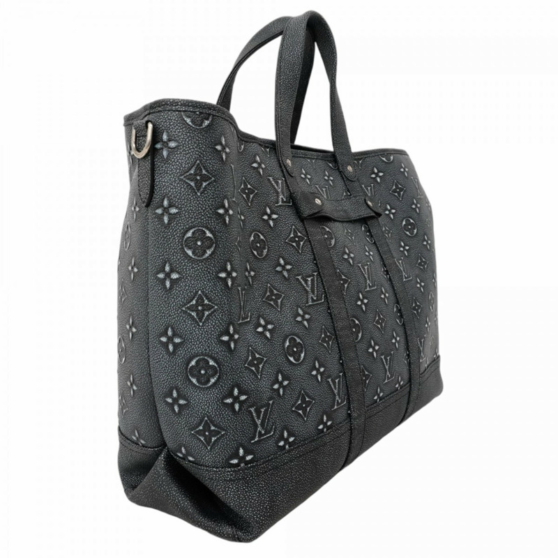 Louis Vuitton 男士 Monogram 牛皮拉桿托特包 M21371 黑色 2 用-1