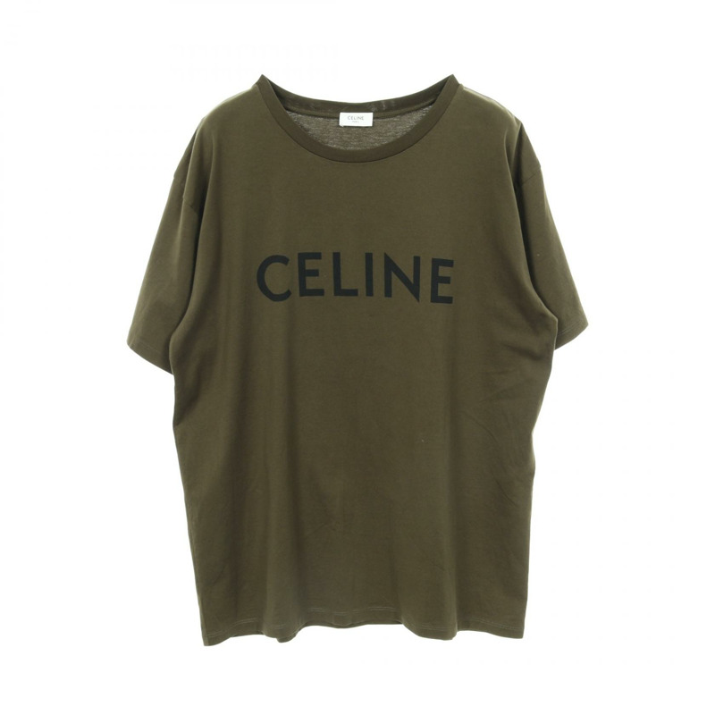 CELINE 寬鬆 T 卹上衣 2X681501F 棉卡其色二手男標誌 M 碼-0