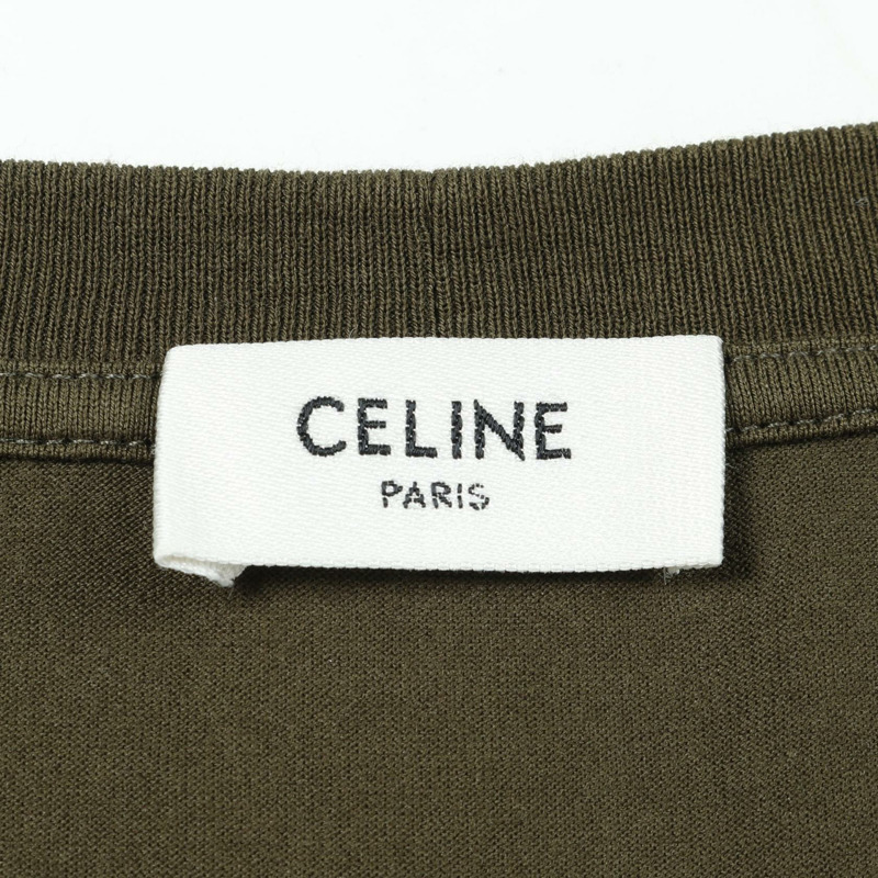 CELINE 寬鬆 T 卹上衣 2X681501F 棉卡其色二手男標誌 M 碼-2