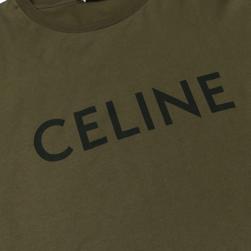 CELINE 寬鬆 T 卹上衣 2X681501F 棉卡其色二手男標誌 M 碼-4