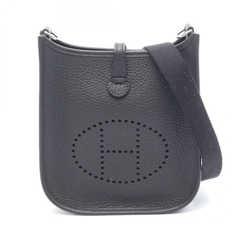 HERMES Evelyne TPM 單肩包 Clemence 皮革 黑色 二手 女款 W SHW
