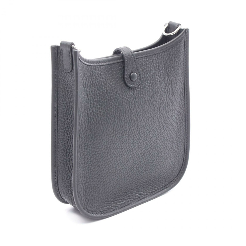 HERMES Evelyne TPM 單肩包 Clemence 皮革 黑色 二手 女款 W SHW-1
