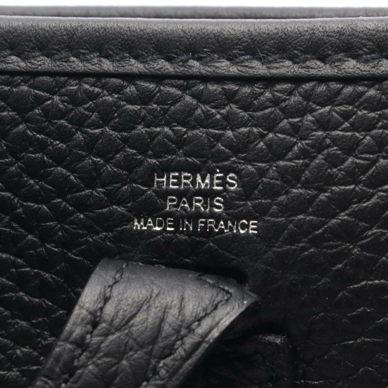 HERMES Evelyne TPM 單肩包 Clemence 皮革 黑色 二手 女款 W SHW-3
