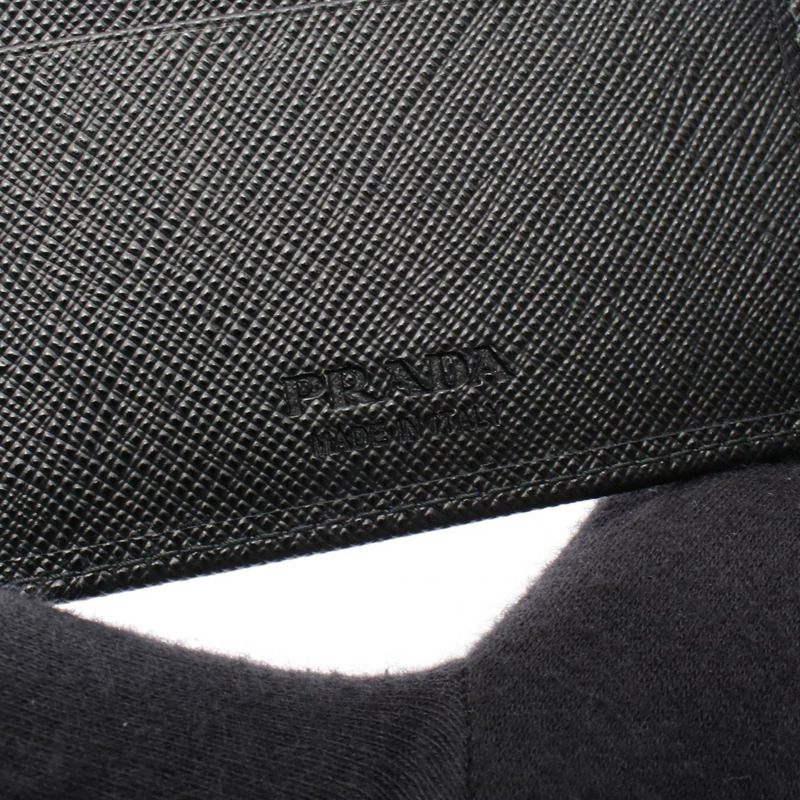 PRADA SASAFFIANO TRIANG 雙折皮夾 2MO738QHHF0002 Saffiano 皮革黑色全新-3