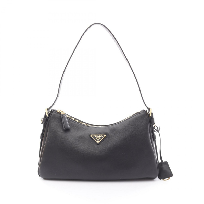 PRADA Aime 中型單肩包 1BC2292CYSF0002 皮革黑色新款女款標誌-0