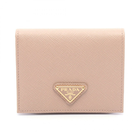 PRADA 雙折皮夾 皮夾 1MV204QHHF0236 皮革 粉紅色 全新 女款 標誌