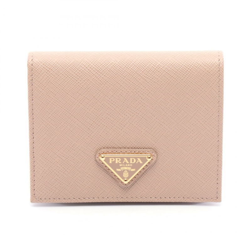 PRADA 雙折皮夾 皮夾 1MV204QHHF0236 皮革 粉紅色 全新 女款 標誌-0