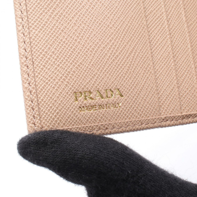 PRADA 雙折皮夾 皮夾 1MV204QHHF0236 皮革 粉紅色 全新 女款 標誌-3