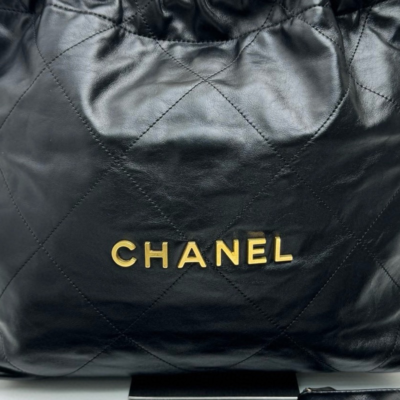 【有塵袋💕】Chanel 22bag單肩包黑金小號 垃圾包托特包單肩包手袋-2