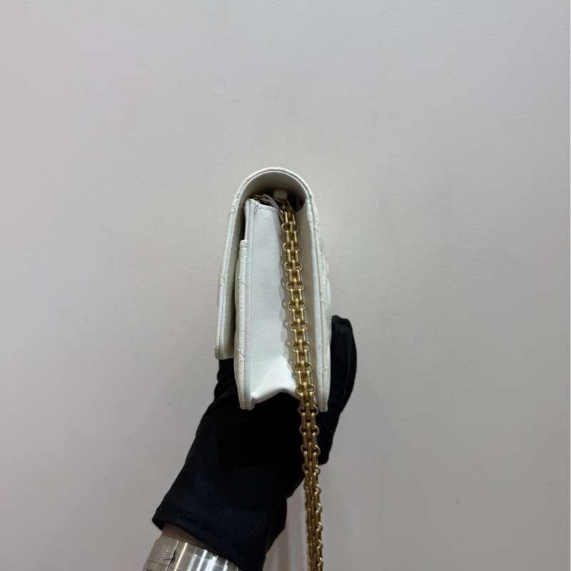 【99❤️全套 】Chanel 2.55白色油蠟皮金扣發財Woc包  單肩斜挎包-5