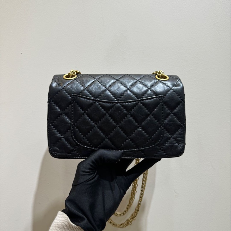 【全套❤️】Chanel經典菱格紋2.55單肩包 mini 黑金-2