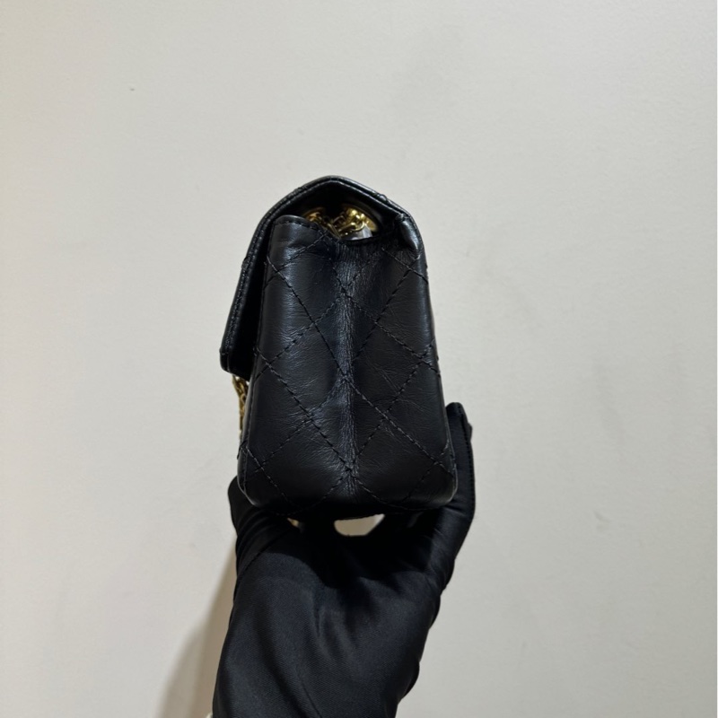 【全套❤️】Chanel經典菱格紋2.55單肩包 mini 黑金-4