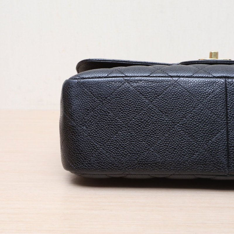 CF口蓋包JUMBO 30cm黑色荔枝皮革C24開金扣-2