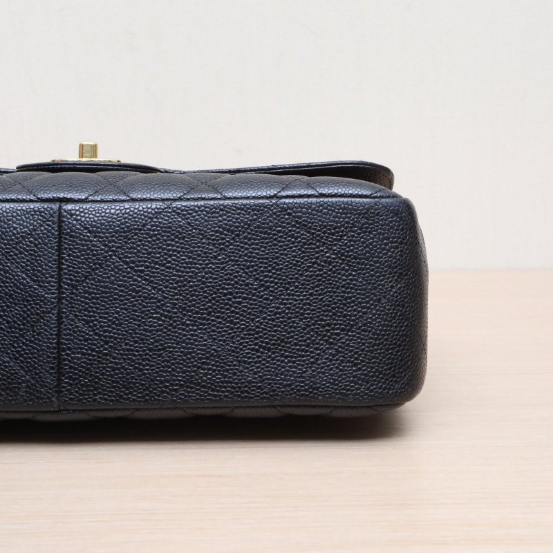 CF口蓋包JUMBO 30cm黑色荔枝皮革C24開金扣-3