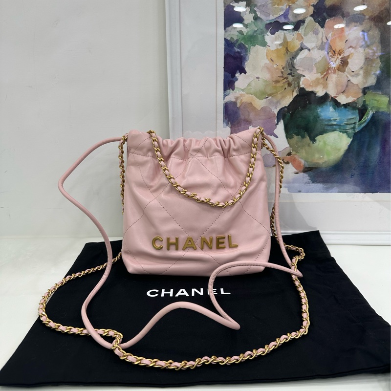 Chanel 櫻花粉22bag 23S mini 23年晶片款 粉粉嫩嫩的顏色 直擊沉睡的少女心-0