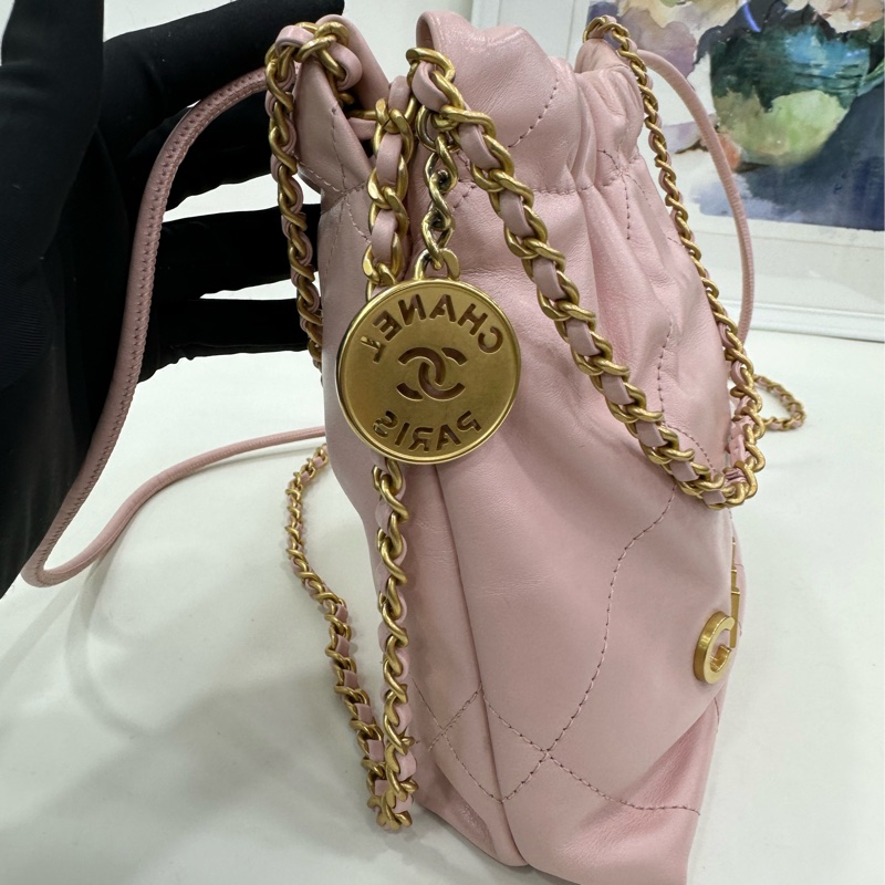 Chanel 櫻花粉22bag 23S mini 23年晶片款 粉粉嫩嫩的顏色 直擊沉睡的少女心-9