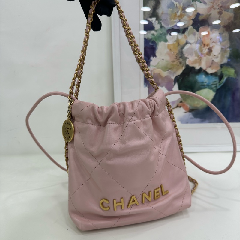 Chanel 櫻花粉22bag 23S mini 23年晶片款 粉粉嫩嫩的顏色 直擊沉睡的少女心-10