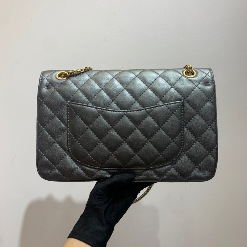 【全套有票❤️】Chanel 2.55銀灰色 中號 鏈條單肩斜挎包-2