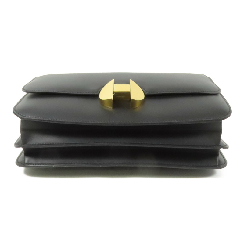 HERMES Box Calf皮革2002 26金扣肩背袋Noir-3