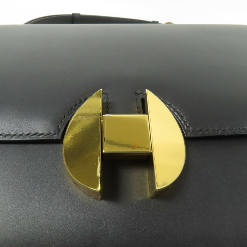 HERMES Box Calf皮革2002 26金扣肩背袋Noir-6