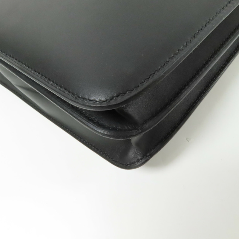 HERMES Box Calf皮革2002 26金扣肩背袋Noir-15