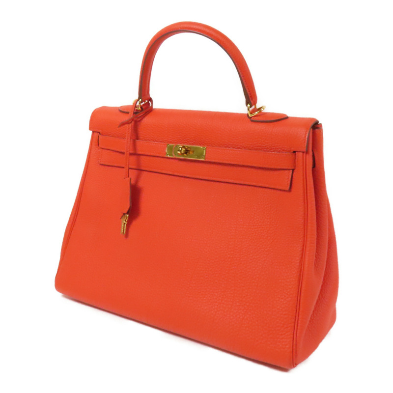 HERMES Togo皮革Kelly 35金扣手挽肩背兩用袋Capucine-2