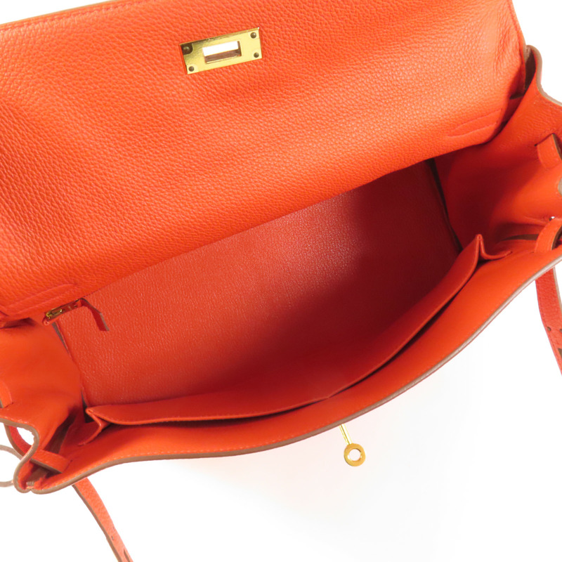 HERMES Togo皮革Kelly 35金扣手挽肩背兩用袋Capucine-4