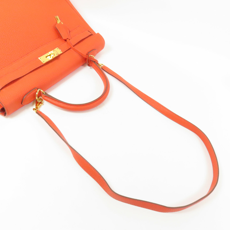 HERMES Togo皮革Kelly 35金扣手挽肩背兩用袋Capucine-5