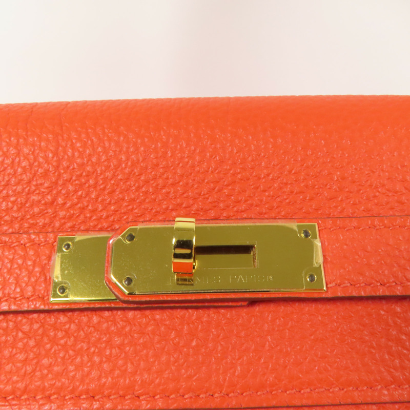 HERMES Togo皮革Kelly 35金扣手挽肩背兩用袋Capucine-9