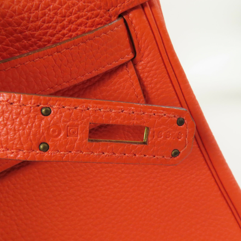 HERMES Togo皮革Kelly 35金扣手挽肩背兩用袋Capucine-11