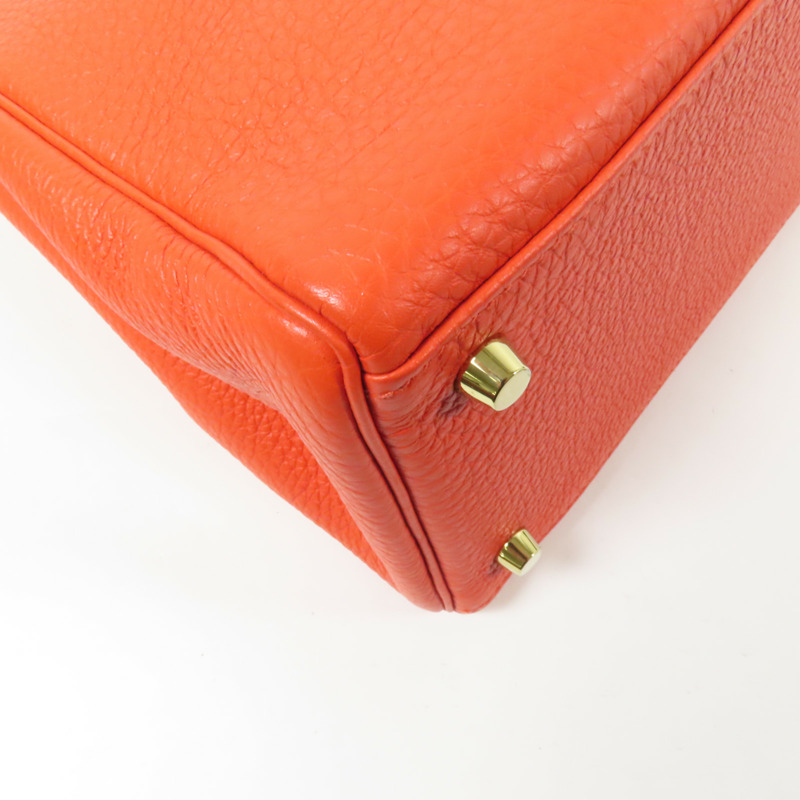HERMES Togo皮革Kelly 35金扣手挽肩背兩用袋Capucine-16