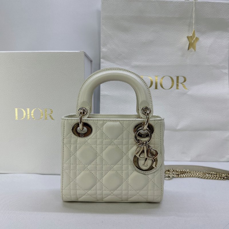 DIOR Lady Dior迷你白黛妃包-0