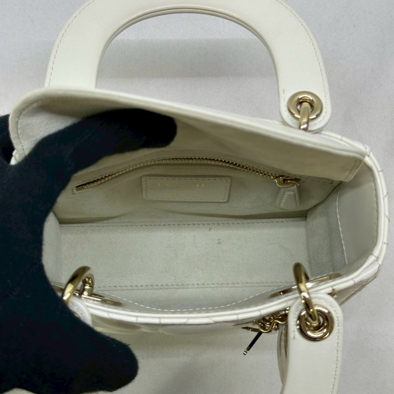 DIOR Lady Dior迷你白黛妃包-3