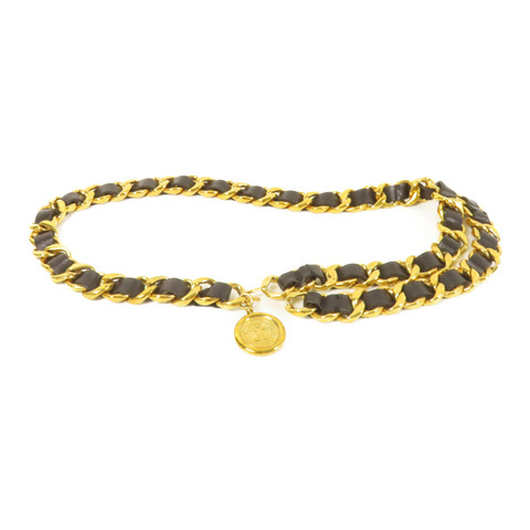 CHANEL 金屬/皮革Chain Belt金扣腰帶