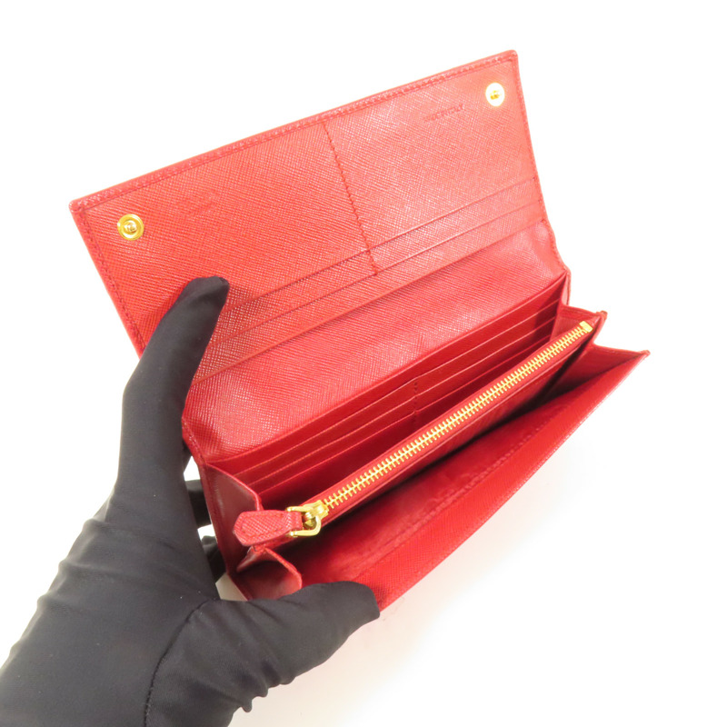 PRADA Saffiano皮革Long Wallet金扣長錢包-4