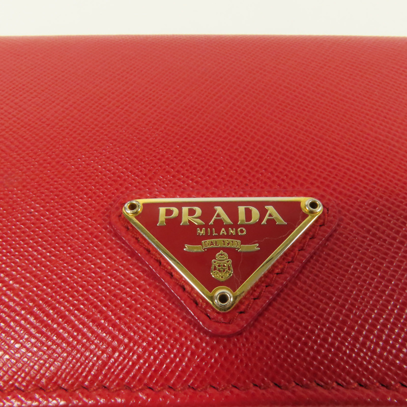 PRADA Saffiano皮革Long Wallet金扣長錢包-7
