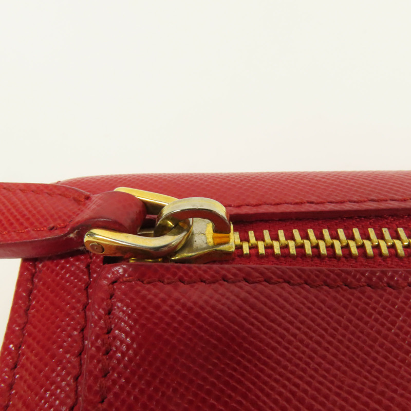 PRADA Saffiano皮革Long Wallet金扣長錢包-14
