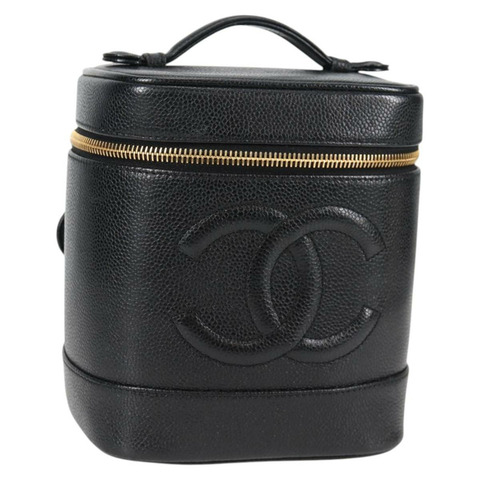 香奈兒 COCO Mark 化妝包 魚子醬色 黑色 金色 CC 正品 138562A