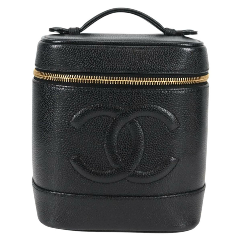 【日本直送】香奈兒 COCO Mark 化妝包 魚子醬色 黑色 金色 CC 正品 138562A-12