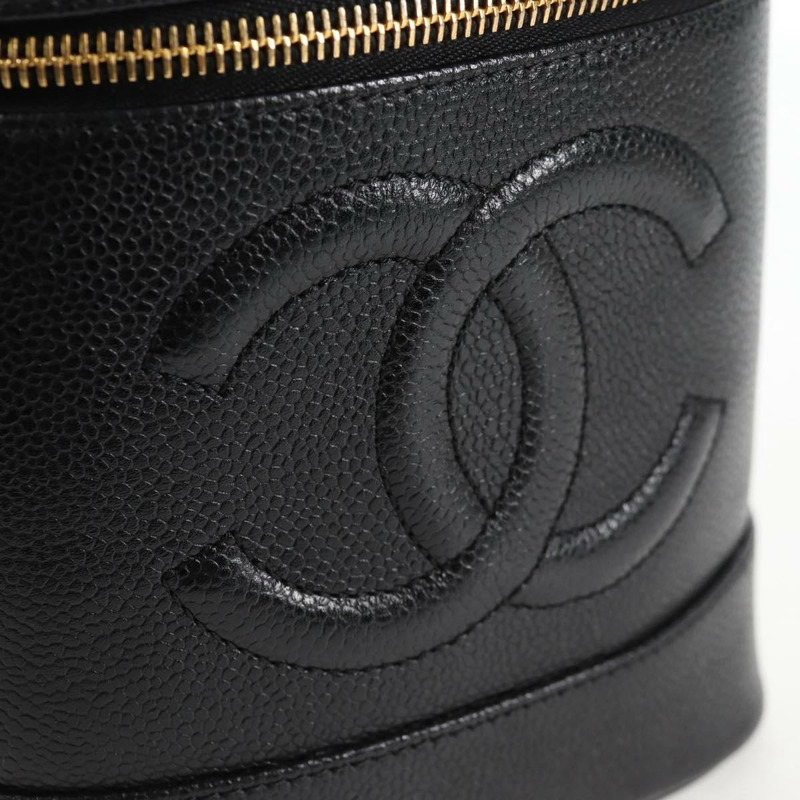 【日本直送】香奈兒 COCO Mark 化妝包 魚子醬色 黑色 金色 CC 正品 138562A-18