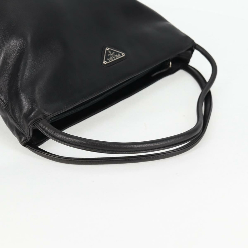 【日本直送】PRADA 肩背包 皮革 黑色 銀色 正品 yk19244A-6