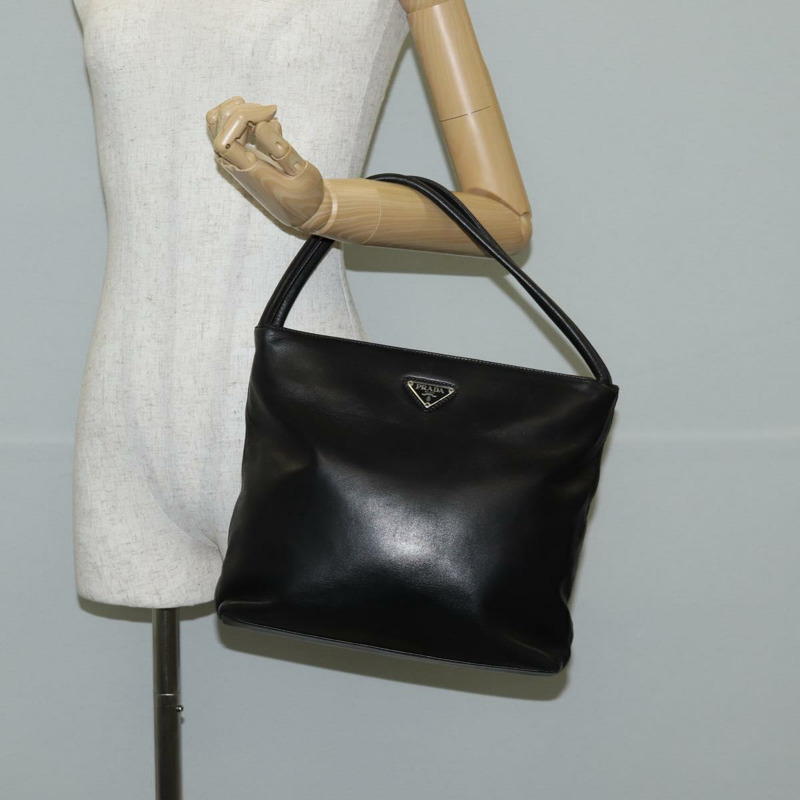 【日本直送】PRADA 肩背包 皮革 黑色 銀色 正品 yk19244A-22