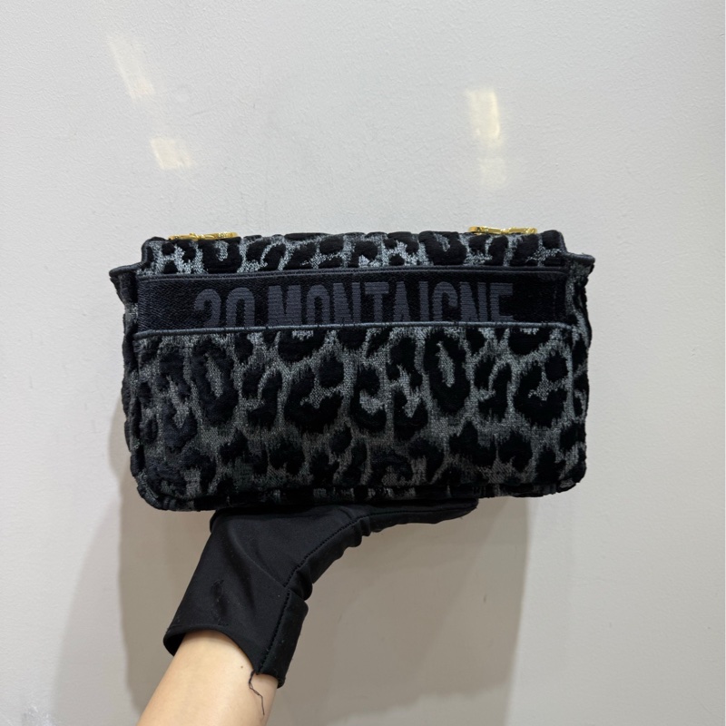 【近新閒置❤️】 Dior 黑色豹紋Caro鏈條包 金色logo搭配黑色豹紋天鵝絨面料 配金色鏈條可單肩斜挎 中號-2