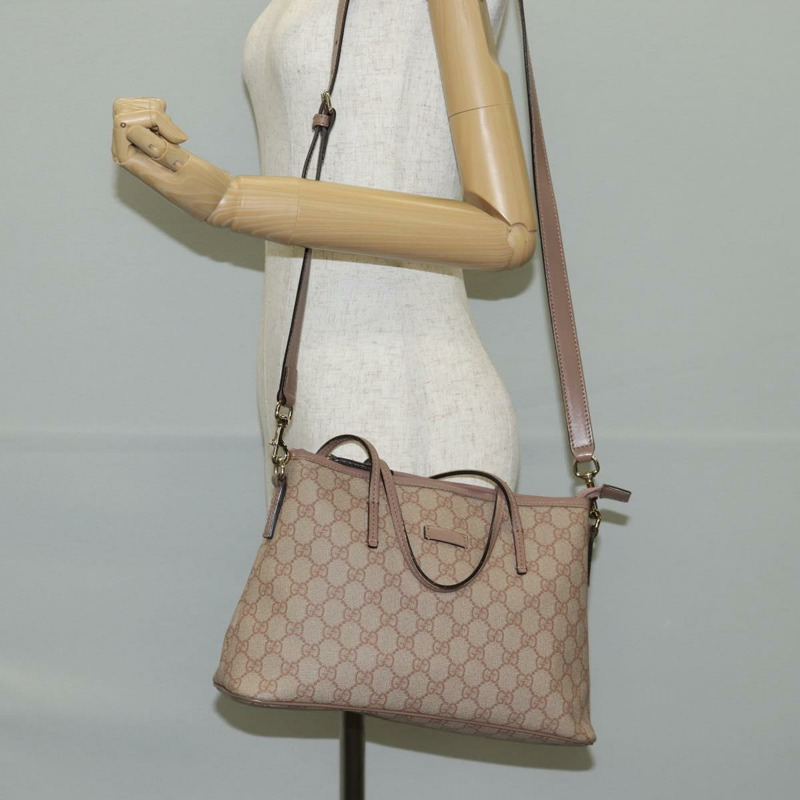 【日本直送】GUCCI GG Supreme 手提包 PVC 兩用款 粉紅金 353440 正品 ki5957-24