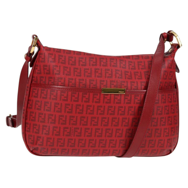 【日本直送】FENDI Zucchino 帆布單肩包 PVC 紅金 正品 129767V-0