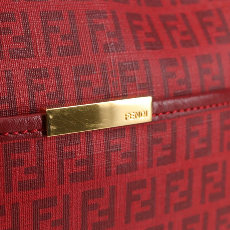 【日本直送】FENDI Zucchino 帆布單肩包 PVC 紅金 正品 129767V-7
