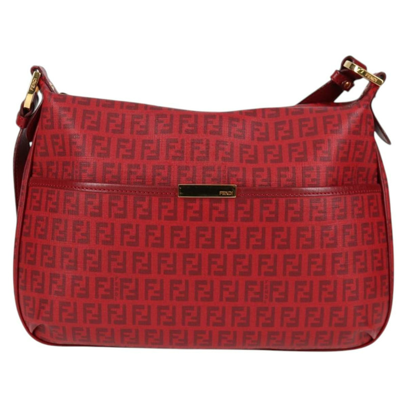 【日本直送】FENDI Zucchino 帆布單肩包 PVC 紅金 正品 129767V-12