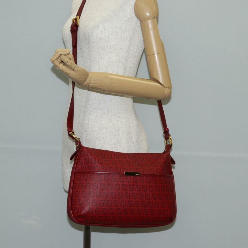 【日本直送】FENDI Zucchino 帆布單肩包 PVC 紅金 正品 129767V-24